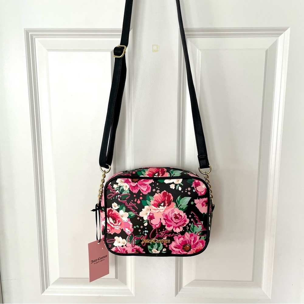 Juicy Couture•NWT•Black•PICK UR PETAL Floral Camera Crossbody Bag•Adjust. Strap - Picture 11 of 13